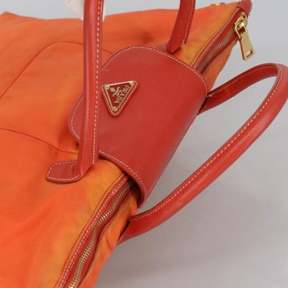 PRADA Hand Bag Nylon Leather 2way Orange Auth 99127 - Picture 6 of 16